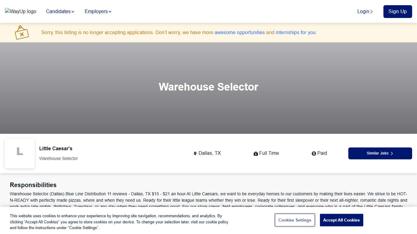 Little Caesar's: Warehouse Selector WayUp