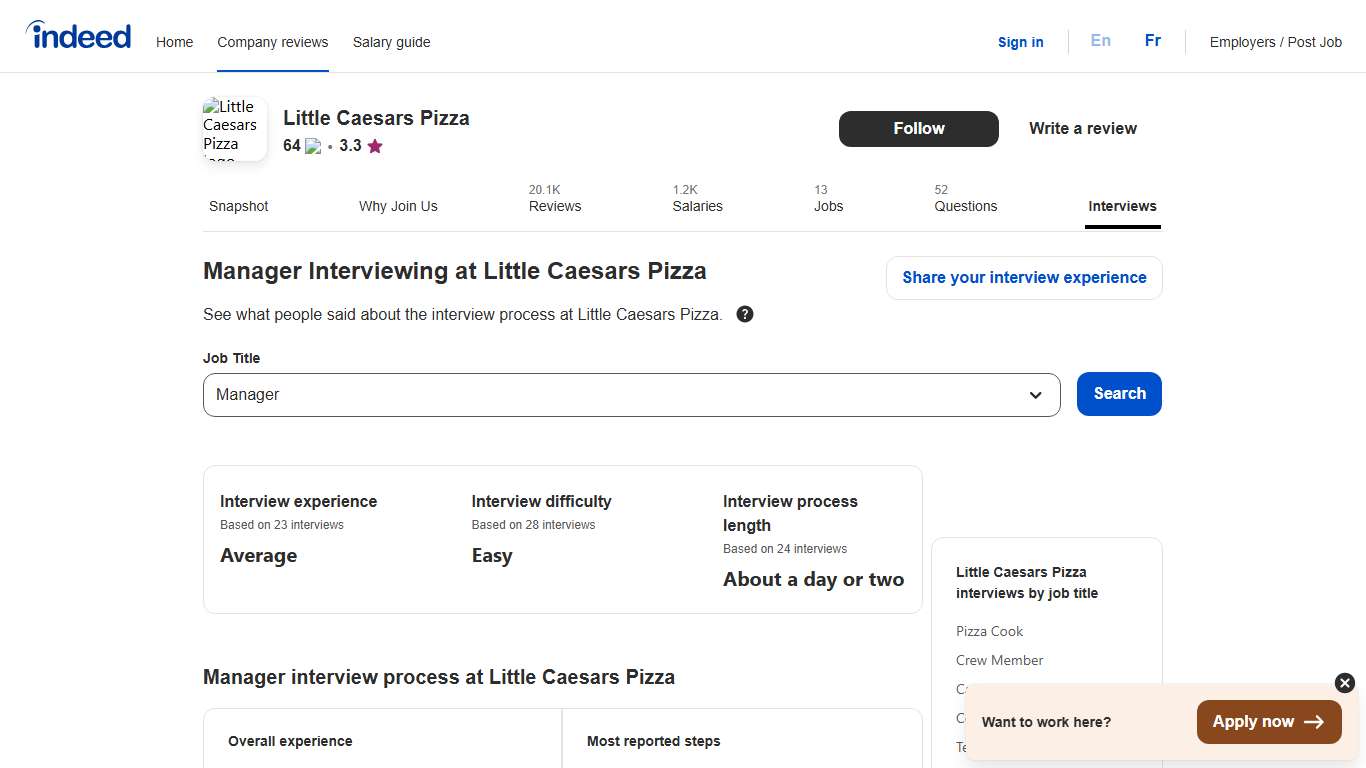 Little Caesars Pizza Manager interview questions & answers Indeed.com